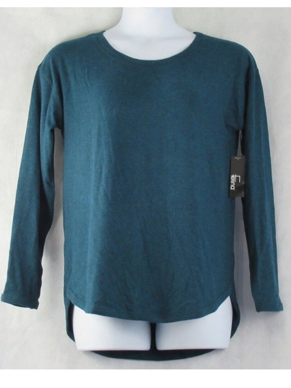 Felina Women's Super Soft Brushed Jersey Crew Neck Lounge Top, Teal, Large